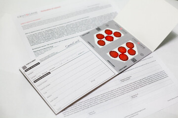Dried blood spot samples for genetic testing.