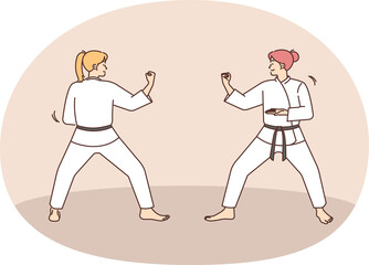 Women practice martial arts