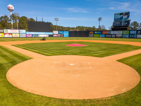 Drone View of The Carolina Mudcats Stadium in Zebulon, North Carolina, Summer of 2023.