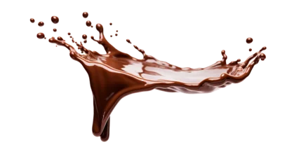 Fotobehang Chocolate dripping splashes on transparent background, image with background removed, created with Generative Ai technology. © Viktor