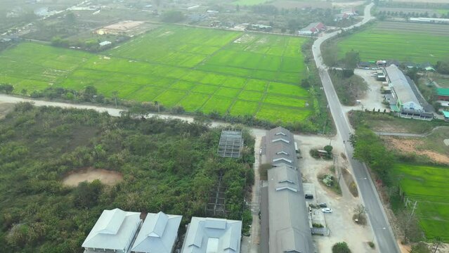 Drone footage. Thailand. white templt. A modern Buddhist temple with its unique snow-white facade
