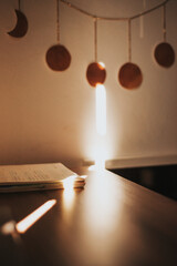 light reflection concept color moon design book and lamp