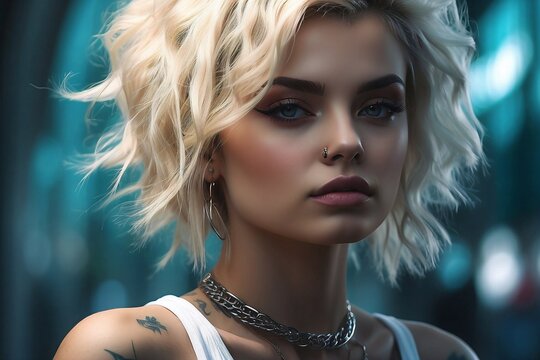 Etnicing punk blonde woman