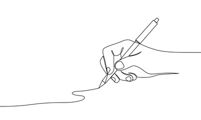 One continuous line handwriting, continuous hand drawing with pen line illustration. Vector illustration