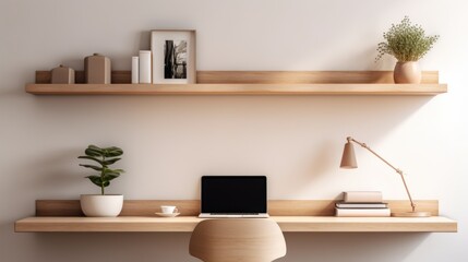 Cozy Minimalist Home Office with Light Oak Desk