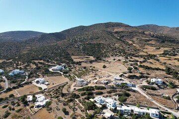 Fototapeta na wymiar Aerial views from over the Greek Island of Paros, in the Aegean Sea