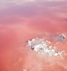 Salt in water. Henichesk lake in Ukraine.
