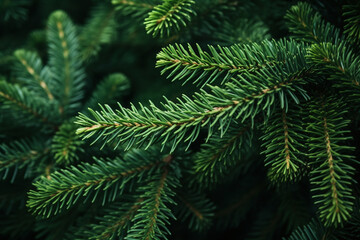 Fototapeta na wymiar Green prickly branches of a fur-tree or pine leaf. Christmas wallpaper.