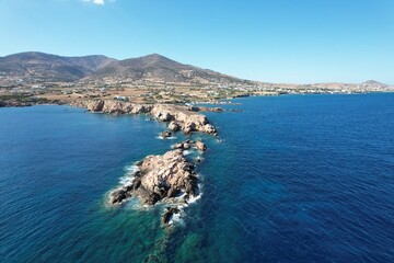 Naklejka premium Aerial views from over the Greek Island of Paros, in the Aegean Sea