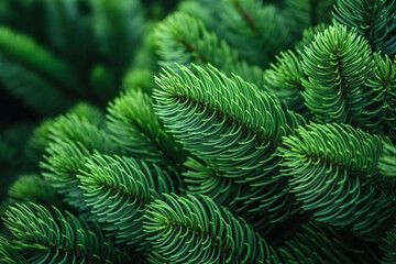 Festive wallpaper featuring the verdant, spiky branches of a fir or pine tree.
