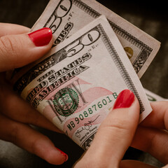 Macro shot of USD currency. USD inflation, US money