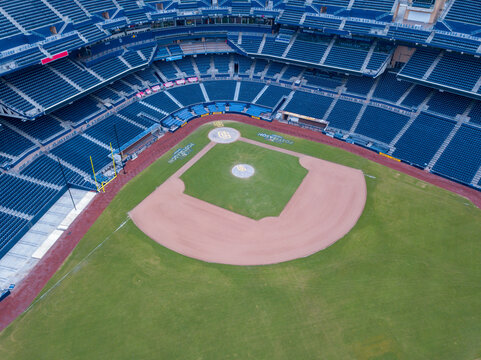 Aerial Drone View of the Field at Petco Park, Home of the San Diego Padres, San Diego, CA, USA 