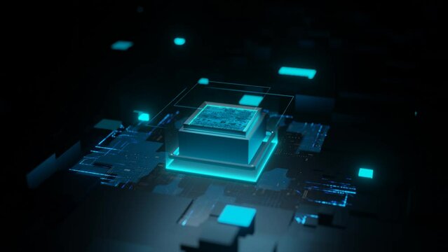 Abstract Concept of CPU Activation: Energy Pulse Expansion Visualized