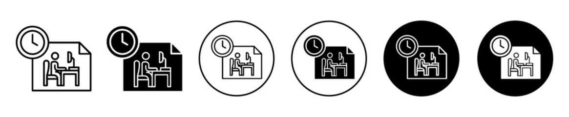 Obraz premium flexible schedule work icon. office job employee working hours or time management to increase productivity and efficiency symbol set. Flexibility to remote freelancer work vector line logo.