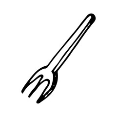 Fork sketch. Cutlery. Cookware. Hand drawn illustration.