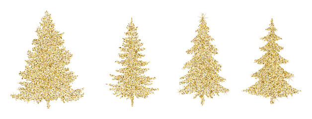 Christmas Tree Gold Sparkling Glitter