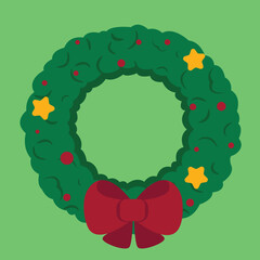 Christmas wreath in flat style Merry Christmas Christmas illustration vector illustrator