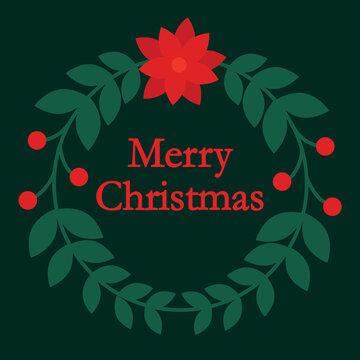 Merry Christmas greeting card Christmas wreath vector illustrator
