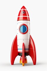 Rocket, spacecraft in cartoon style design isolated on white background. Generative Ai