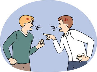 Furious men scream at each other