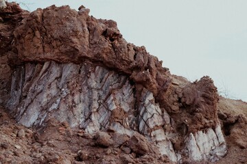 Closeup shot of a brown crystal mountain on an island