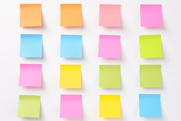 Colourful stationery labels isolated against a plain white background.