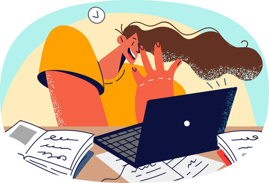 Student stressed with learning and deadline