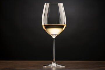 A white wine goblet, isolated on a black backdrop.