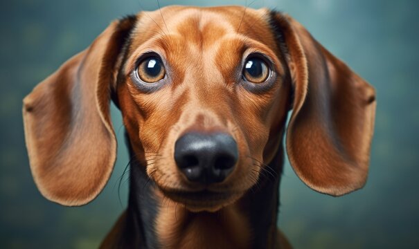 a dachshund dog face close up, Generative AI