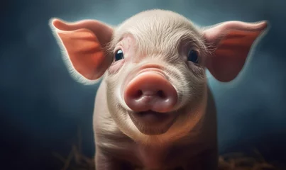 Fotobehang a baby pig face close up, Generative AI © Visual Vortex