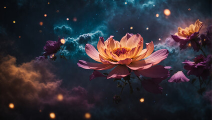Obraz na płótnie Canvas Nebulae in the shape of celestial flowers, symbolizing the beauty and abundance of the cosmos - AI Generative
