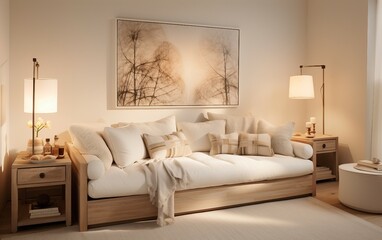 Sofa and Soft Lighting in a Guest Bedroom .