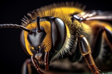 a extreme macro of a honey bee, Generative AI