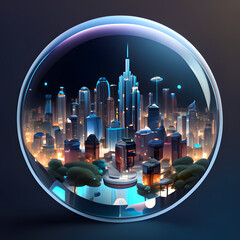 Metropolis 2050: Futuristische Stadtlandschaft-Sticker