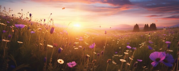 beautiful meadow with wildflowers, Generative AI