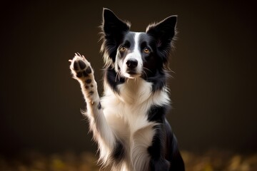 a cute border collie begging with paws, Generative AI