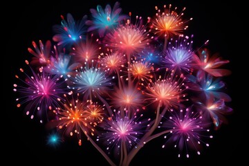 Colorful abstract flowers on a dark color background