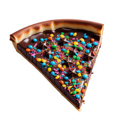 Uma fatia de Pizza de Chocolate com granulados coloridos