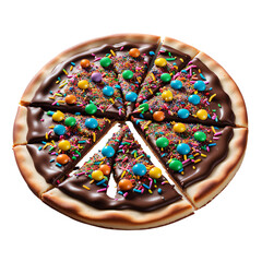 Pizza de Chocolate grande dividida com granulados coloridos