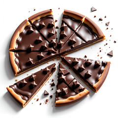 Pizza de chocolate com bastante recheio e gotas de chocolate. - obrazy, fototapety, plakaty