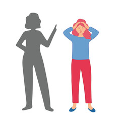 Meeting with unconscious part of self concept. Man and woman touch shadow of their personality. Unfamiliar dark side of psychology. Cartoon flat vector collection isolated on white background