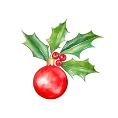 watercolor christmas decoration element isolated