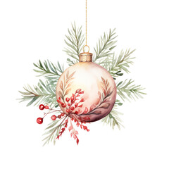 watercolor christmas decoration element isolated