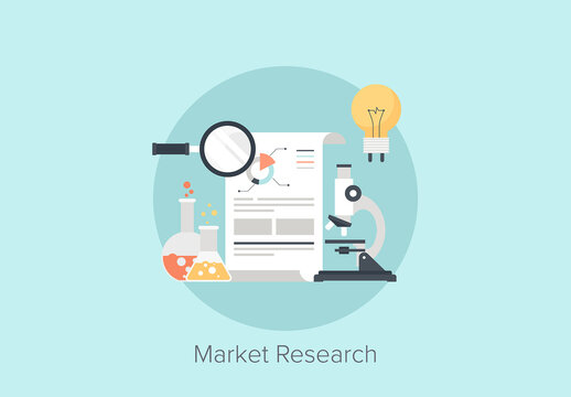 Vector illustration of market research flat design concept.