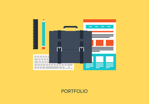 Abstract flat vector illustration of portfolio concept. Elements for mobile and web applications.