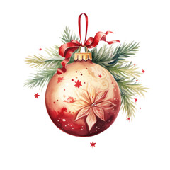 watercolor christmas decoration element isolated