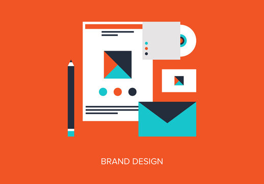 Abstract flat vector illustration of brand design concept. Elements for mobile and web applications.