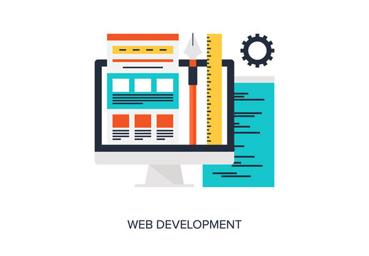 Abstract flat vector illustration of web design and development concept. Elements for mobile and web applications.