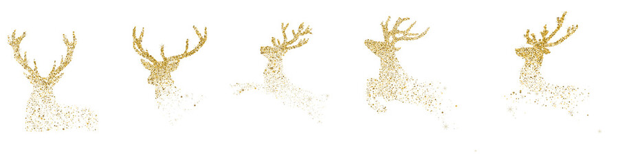 Reindeer Silhouette Gold Glitter