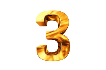 3D Golden Numeral 3